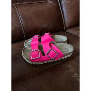 J/Slides Leighton platform sandals with double adjustable buckle straps pink 9